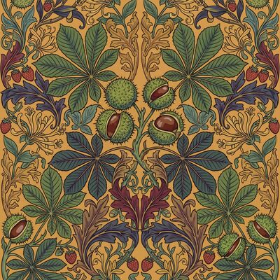 William Morris Chestnut Leaf and Burr Canvas Wall Art
