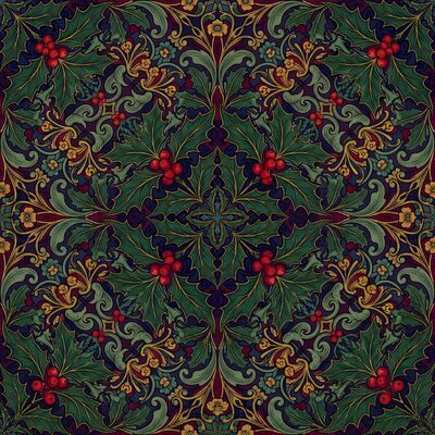 William Morris Holly and Berry Canvas Wall Art