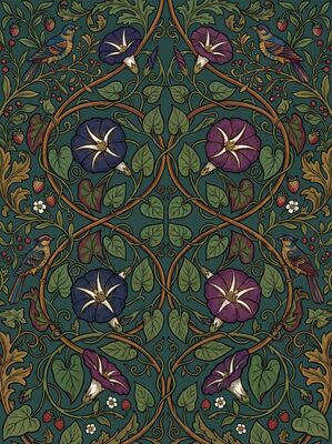 William Morris Morning Glory Spiral Canvas Painting