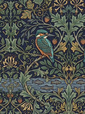 William Morris Kingfisher and Willow Canvas Wall Art