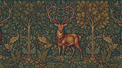 Deer in Forest William Morris Canvas Wall Art