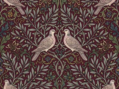 William Morris Doves and Olive Canvas Wall Art