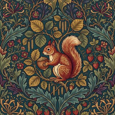 William Morris Squirrel and Hazel Canvas Wall Art