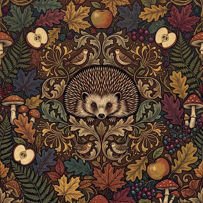 William Morris Hedgehog Garden Canvas Wall Art