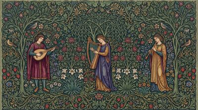 Minstrels in Garden William Morris Canvas Wall Art