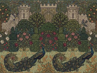 William Morris Castle Rose Garden Tapestry Canvas Wall Art
