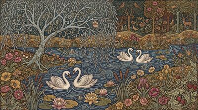 William Morris Riverside Willows Canvas Wall Art