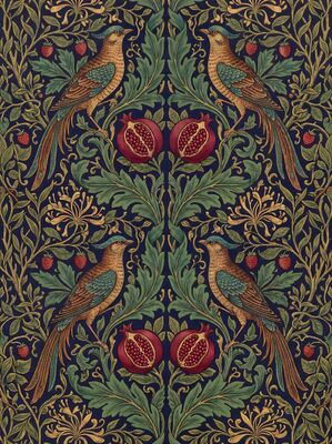 William Morris Bird and Pomegranate Canvas Wall Art