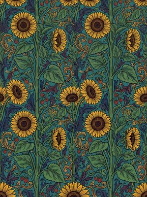William Morris Sunflower Panel Canvas Wall Art