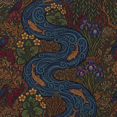 William Morris Cray River Pattern Pattern Canvas Wall Art