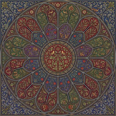 William Morris Stained Glass Rose Window Canvas Wall Art