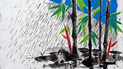 Bamboo in Rain Canvas Painting