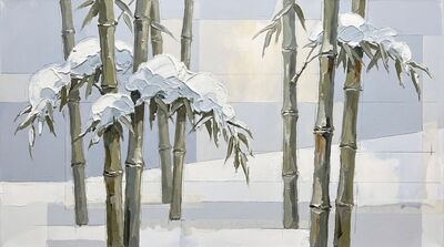 Snow Covered Bamboo Canvas Wall Art