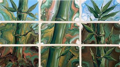 Bamboo Grid Canvas Wall Art