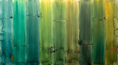 Green Color Field Bamboo Canvas Wall Art