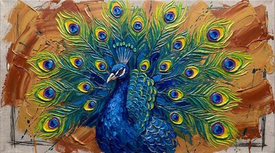 Peacock Full Display Canvas Painting