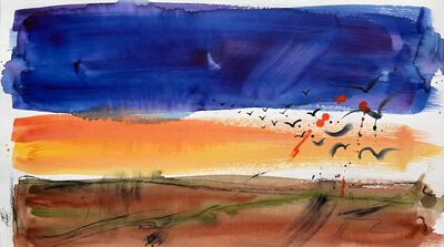 Color Field Bird Migration Canvas Painting