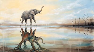 Elephant Lake Reflection Canvas Painting