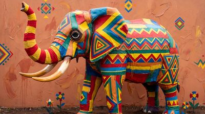 Geometric Elephant Canvas Wall Art