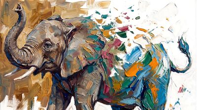 Semi Abstract Elephant Canvas Wall Art
