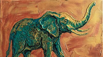 Fluid Pour Elephant Canvas Wall Art