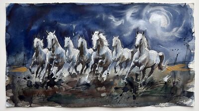 Moonlight Seven Horses Limited Canvas Wall Art