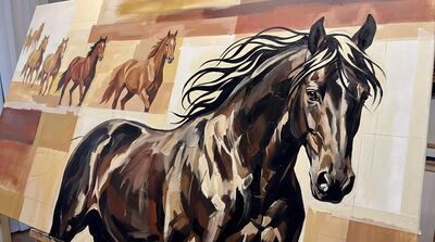 Xu Beihong Lead Horse Portrait Canvas Painting