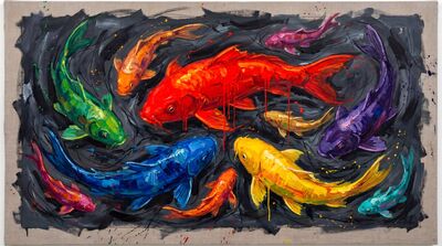 Expressionist Emotional Color Koi Canvas Painting