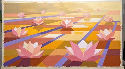 Golden Hour Monet Lotus Abundance Canvas Painting