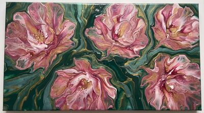 Acrylic Pour Lotus Fluid Art Canvas Wall Art