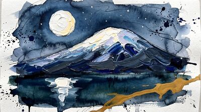 Moonlit Mountain Canvas Painting