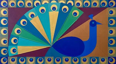 Art Deco Geometric Bold Peacock Canvas Painting