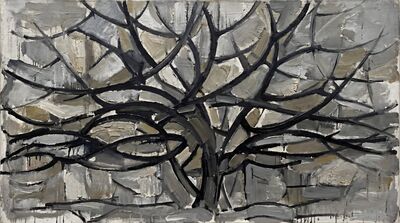 Cubist Grey Tree Canvas Wall Art