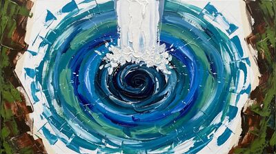 Aerial Waterfall Plunge Pool Canvas Painting