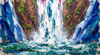 Maximalist Waterfall Symphony Canvas Painting