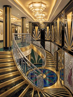 Art Deco Nightclub Staircase Canvas Painting