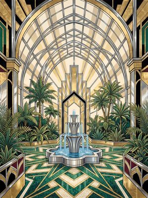 Art Deco Greenhouse Conservatory Canvas Painting