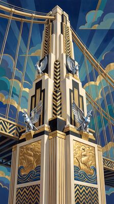Art Deco Bridge Tower Close-Up Canvas Wall Art