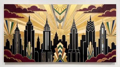 Art Deco Skyline Silhouette Canvas Wall Art
