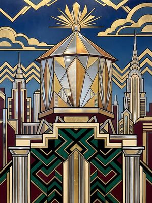 Art Deco Rooftop Water Tower Canvas Wall Art