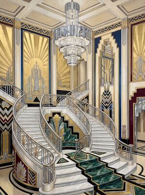 Art Deco Grand Staircase Canvas Painting