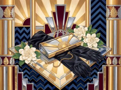 Art Deco Gloves and Clutch Purse Canvas Painting