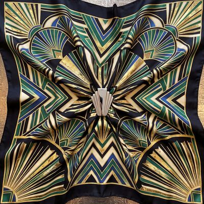 Art Deco Silk Scarf Geometric Pattern Canvas Painting