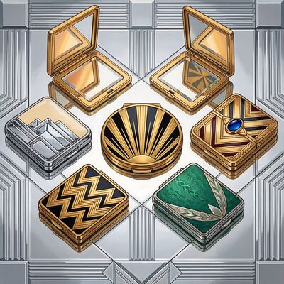 Art Deco Powder Compact Collection Canvas Painting