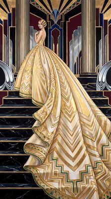Elegant Ballgown Train Canvas Wall Art