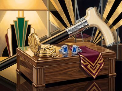 Art Deco Gentleman Accessories Canvas Painting