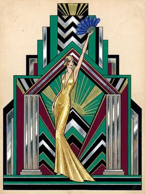 Art Deco Fashion Illustration Pose Canvas Painting