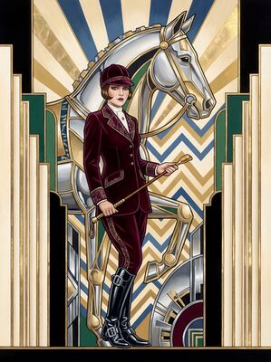 Art Deco Riding Habit and Crop Canvas Painting