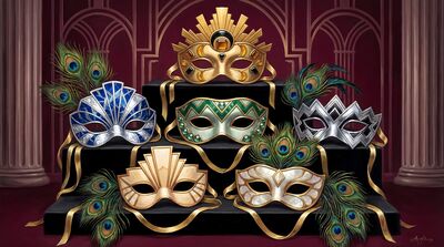Elegant Masquerade Masks Canvas Wall Art