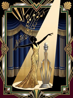 Vintage Singer in Gold Dress Canvas Wall Art